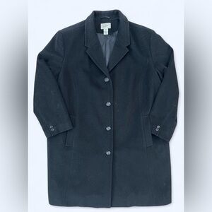 L.L. Bean Women's Black Wool Cashmere Coat Classic long peacoat minimalist 3X